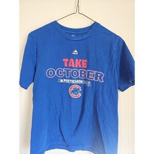 Chicago Cubs Take October T Shirt Youth Large Short Sleeve Blue